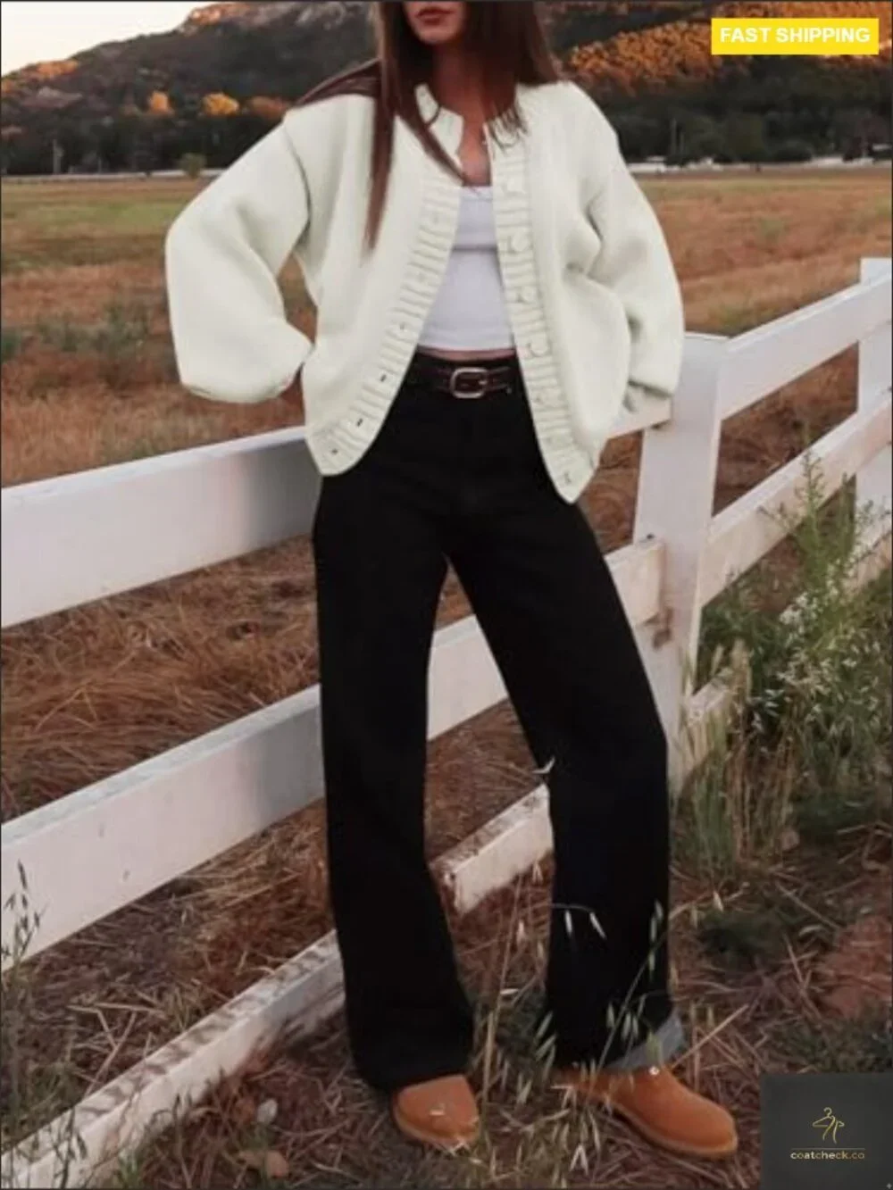 Long Sleeve Button Down Cardigan Sweater Open Front Knit Casual Loose Fit_4